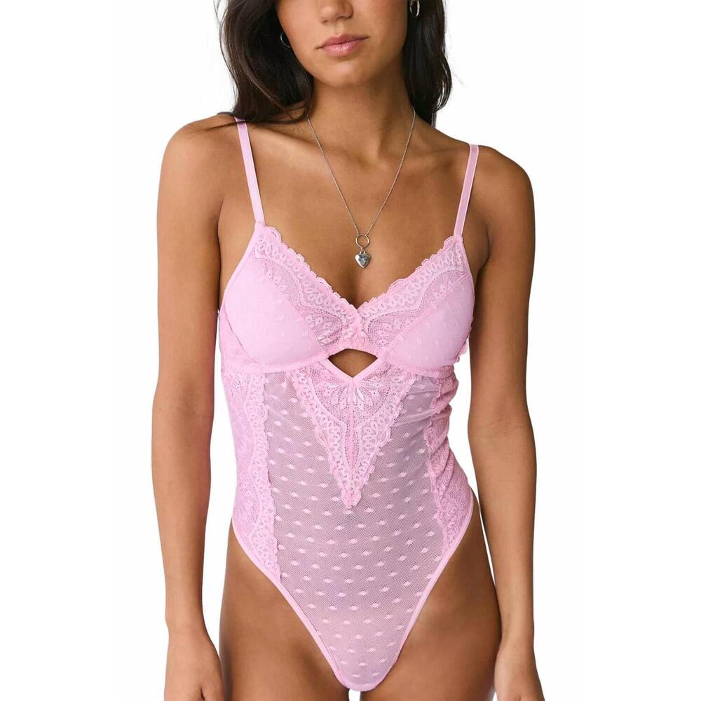 NEW MUCCI luna lace bodysuit in bubblegum